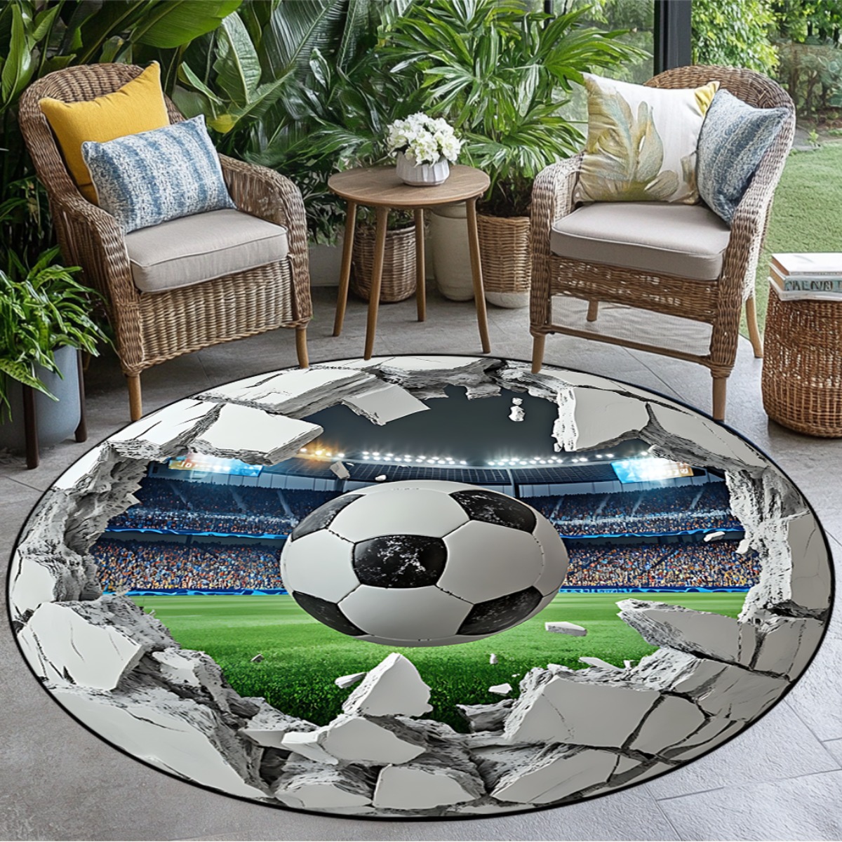 3D Football Field Round Area R - огляд і ціна Kids Outdoor Mat Waterproof