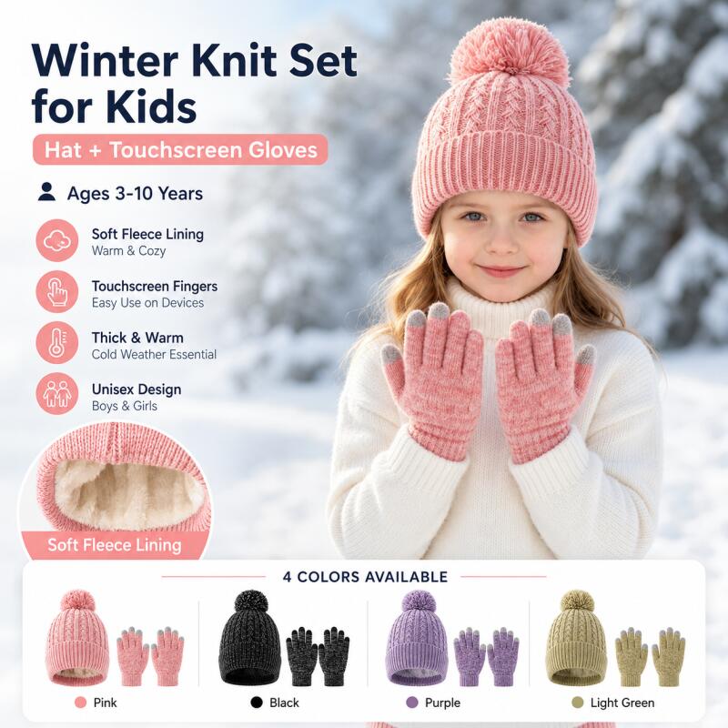 Kids Winter Knit Hat Touchscre - огляд і ціна Kids Outdoor Gloves