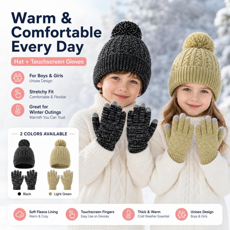 Kids Winter Knit Hat Touchscre - огляд і ціна Kids Outdoor Gloves