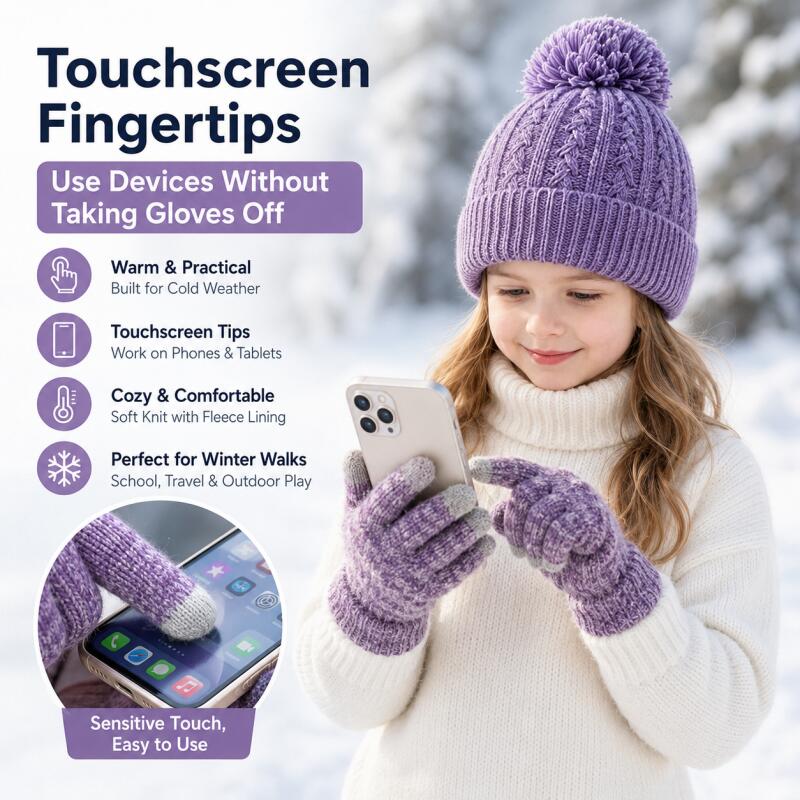 Kids Winter Knit Hat Touchscre - огляд і ціна Kids Outdoor Gloves