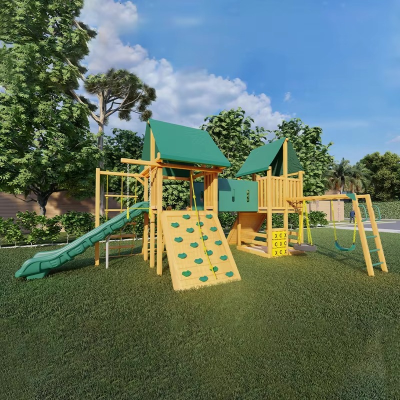 Large Wooden Tower Amusement P - огляд і ціна Kids Outdoor Wooden Playset