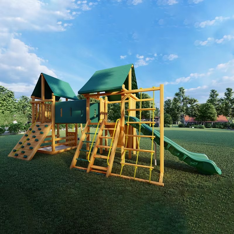 Large Wooden Tower Amusement P - огляд і ціна Kids Outdoor Wooden Playset