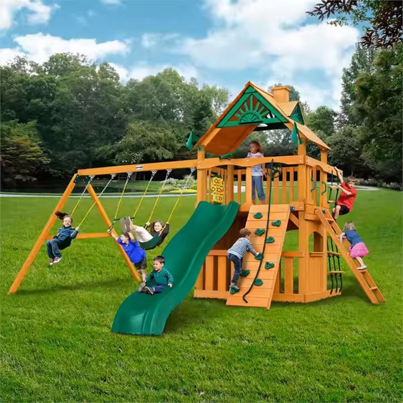 Large Wooden Tower Amusement P - огляд і ціна Kids Outdoor Wooden Playset