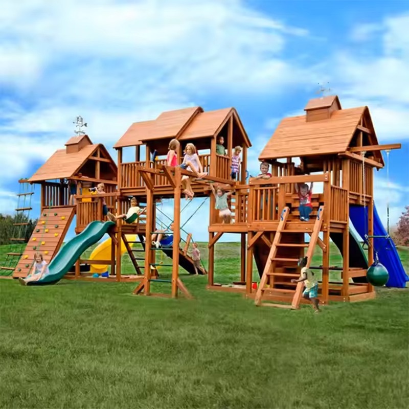 Large Wooden Tower Amusement P - огляд і ціна Kids Outdoor Wooden Playset