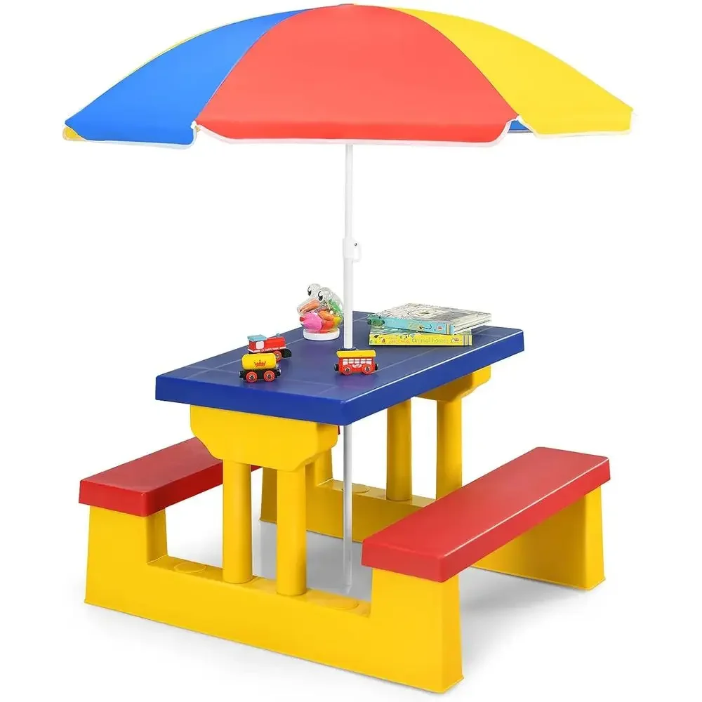 Multicolor Outdoor Kids Picnic - огляд і ціна Kids Outdoor Bench With Umbrella