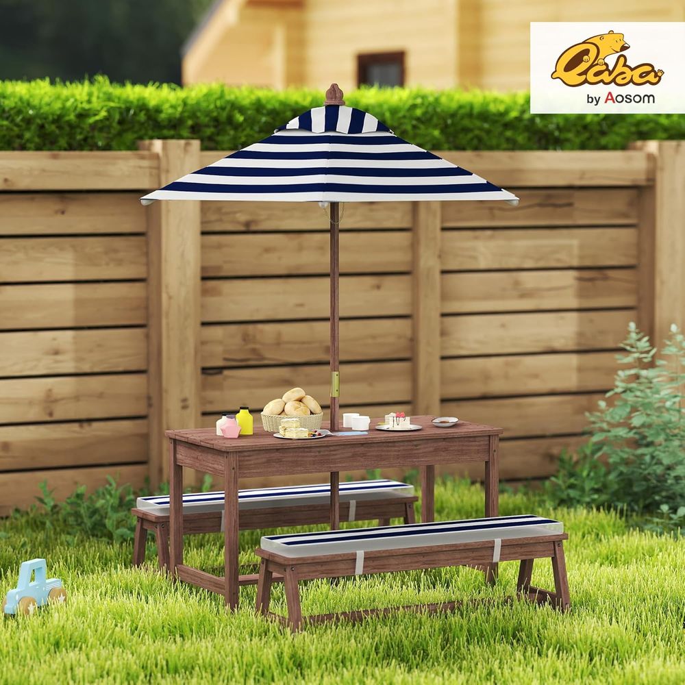 Qaba Kids Picnic Table, Outdoo - огляд і ціна Kids Outdoor Bench With Umbrella