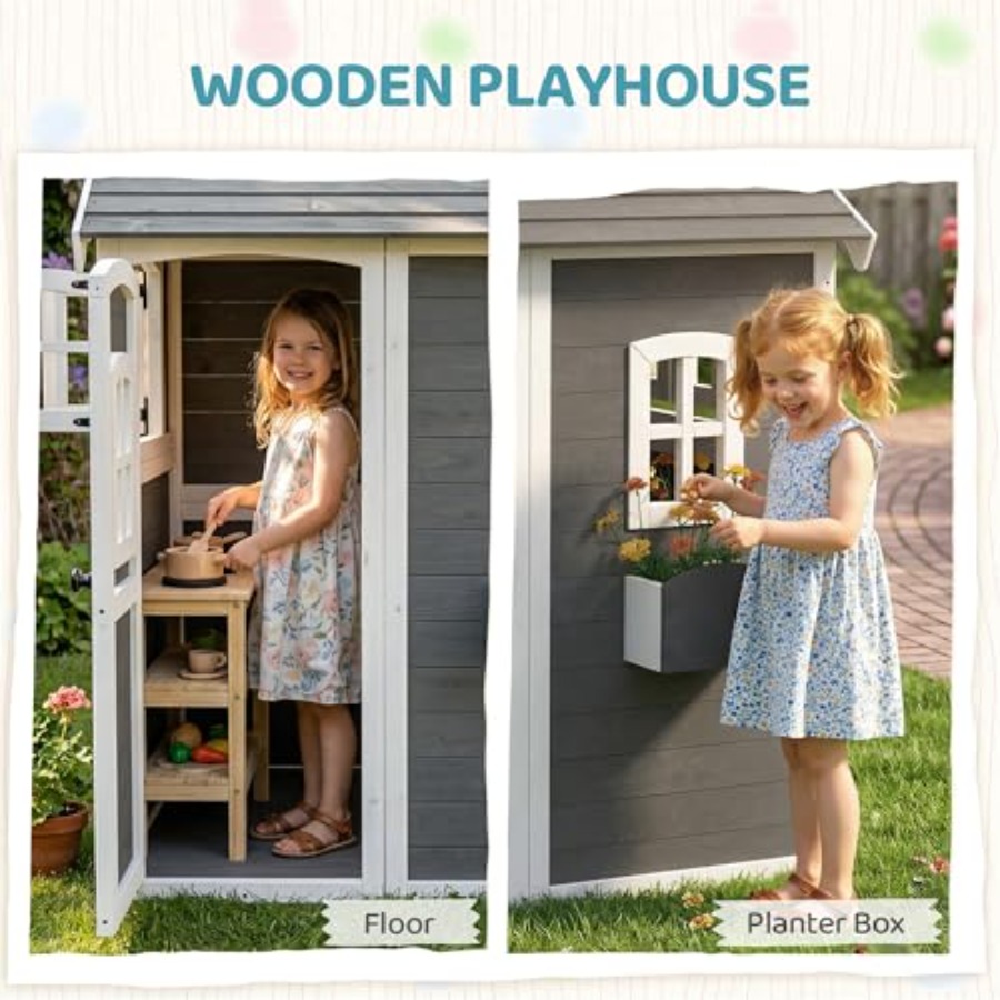 Outdoor wooden playhouse for k - огляд і ціна Kids Outdoor Playhouse