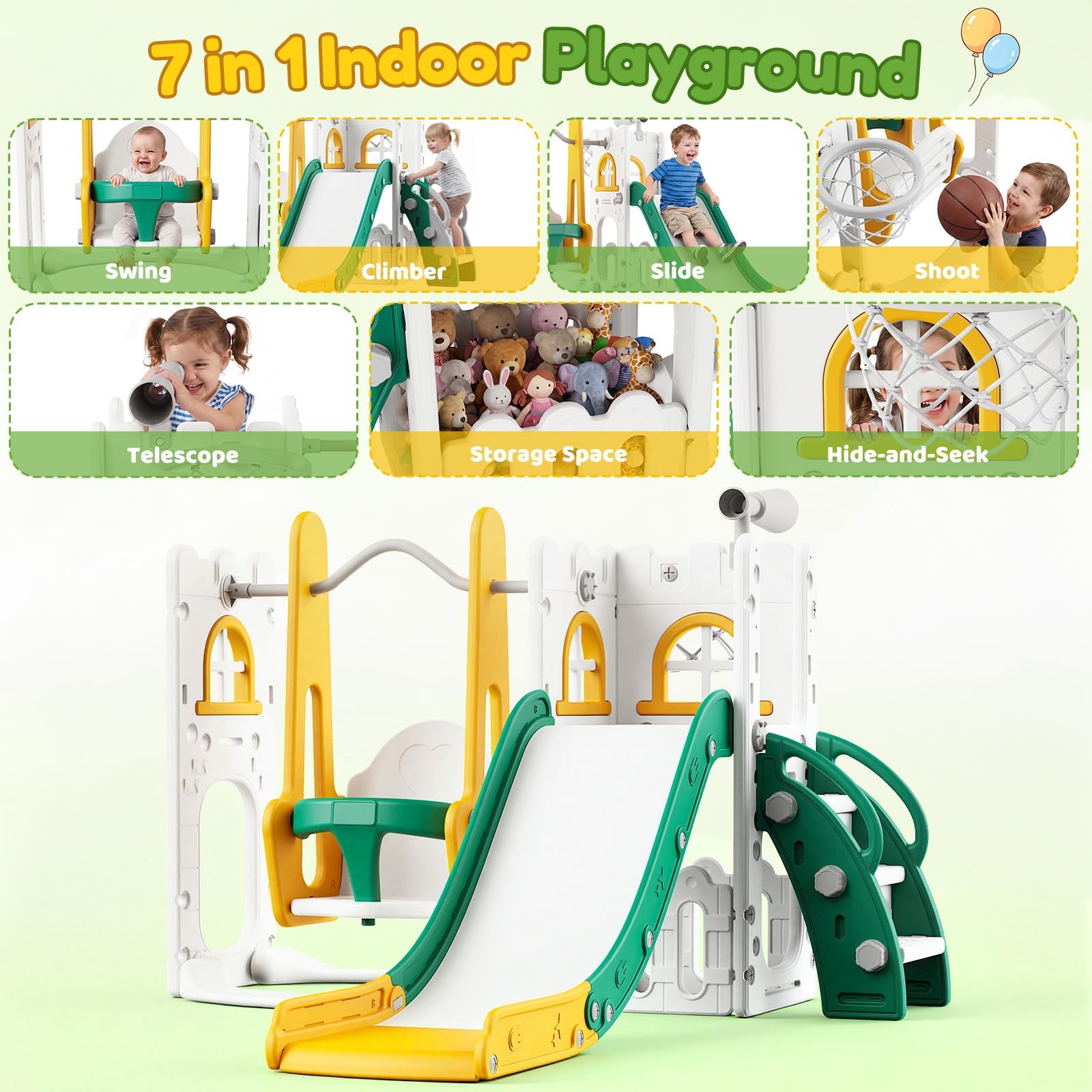 7 in 1 Toddler Slide And Swing - огляд і ціна Kids Outdoor Playhouse