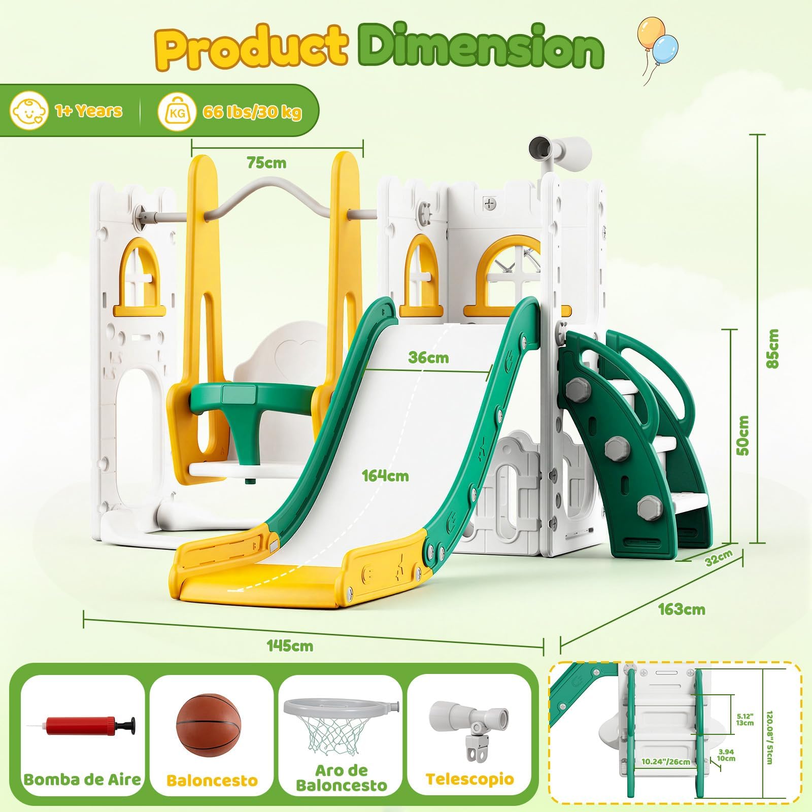 7 in 1 Toddler Slide And Swing - огляд і ціна Kids Outdoor Playhouse