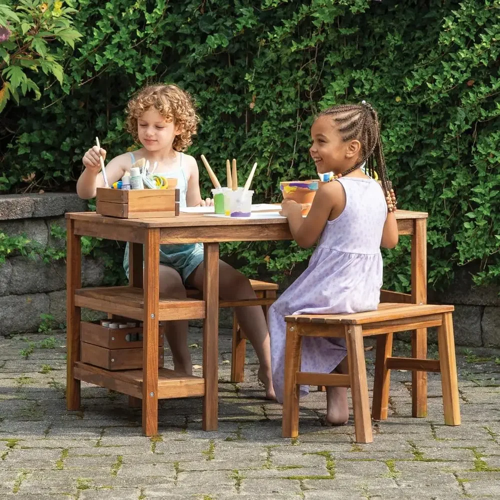 Kids Outdoor Crat Table and 2  - огляд і ціна Kids Outdoor Wooden Playset