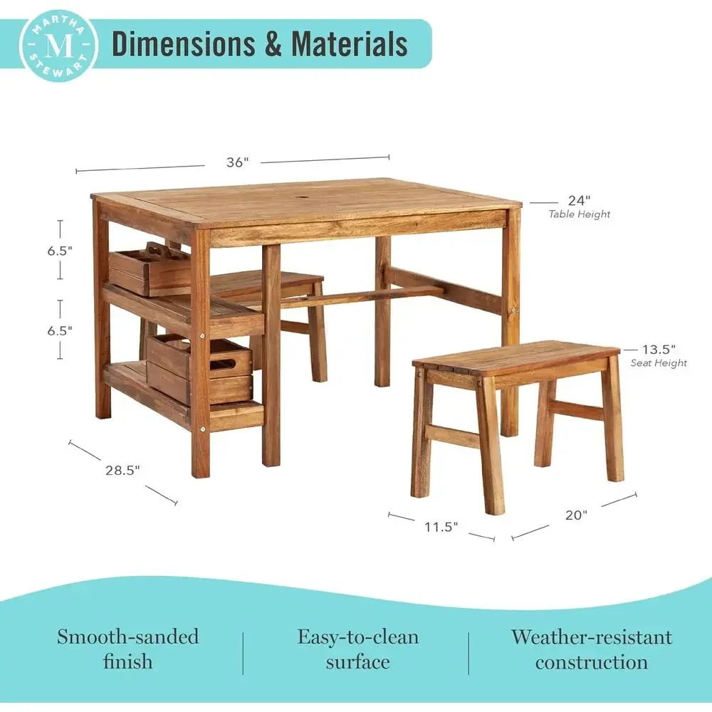 Kids Outdoor Crat Table and 2  - огляд і ціна Kids Outdoor Wooden Playset