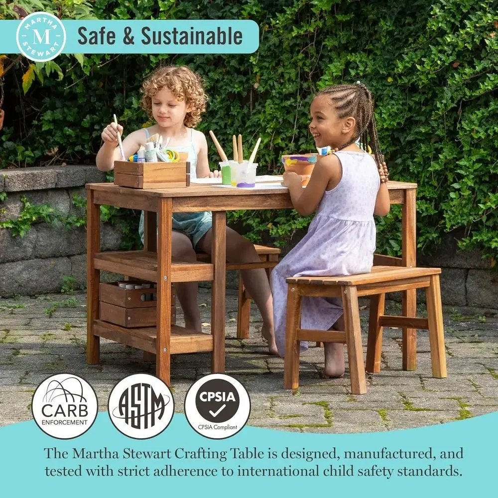 Kids Outdoor Crat Table and 2  - огляд і ціна Kids Outdoor Wooden Playset