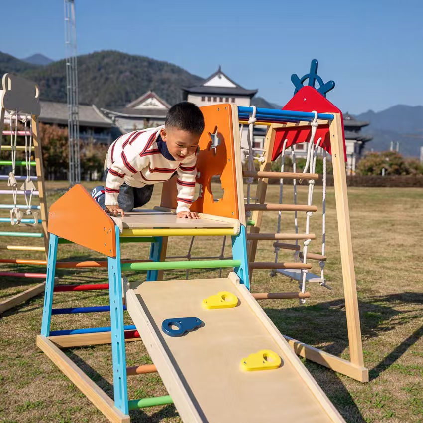 Large Solid Wood Climbing Fram - огляд і ціна Kids Outdoor Wooden Playset