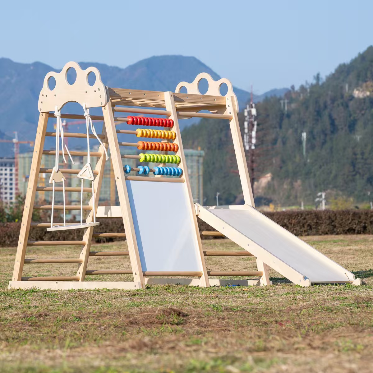 Large Solid Wood Climbing Fram - огляд і ціна Kids Outdoor Wooden Playset