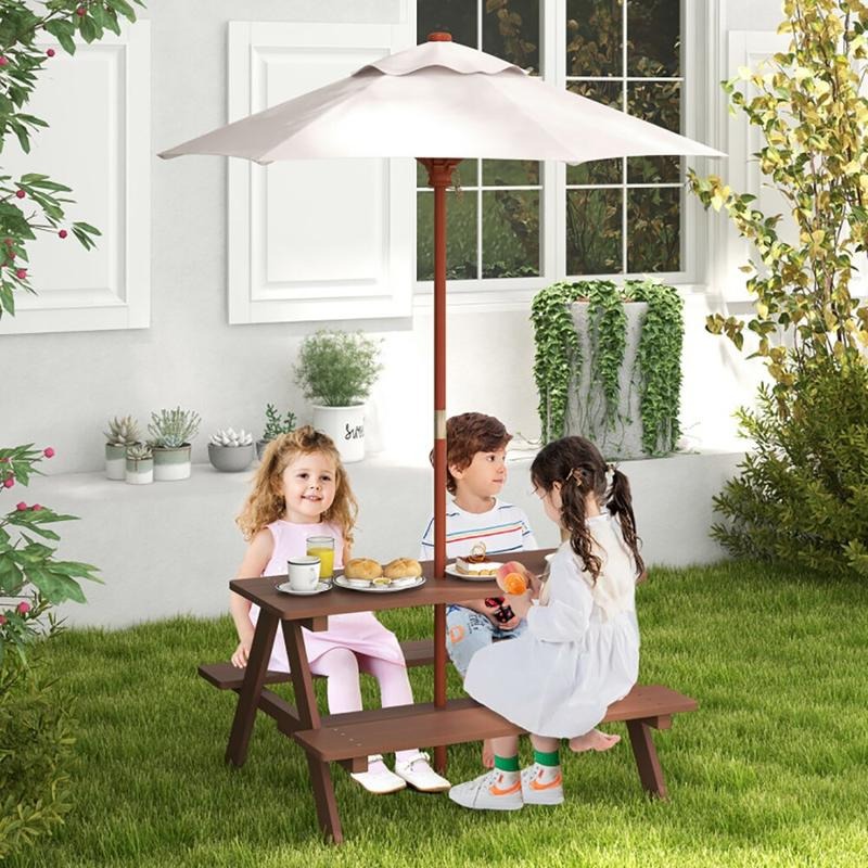 Outdoor 4-Seat Kids Picnic Tab - огляд і ціна Kids Outdoor Bench With Umbrella