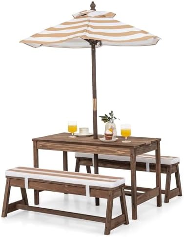 Kids Picnic Table, Outdoor Woo - огляд і ціна Kids Outdoor Bench With Umbrella