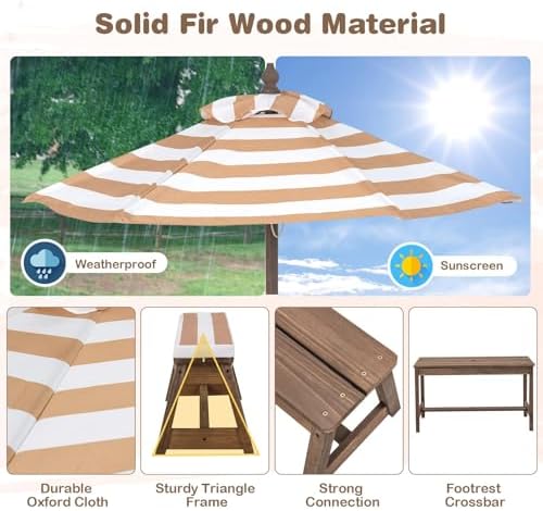 Kids Picnic Table, Outdoor Woo - огляд і ціна Kids Outdoor Bench With Umbrella