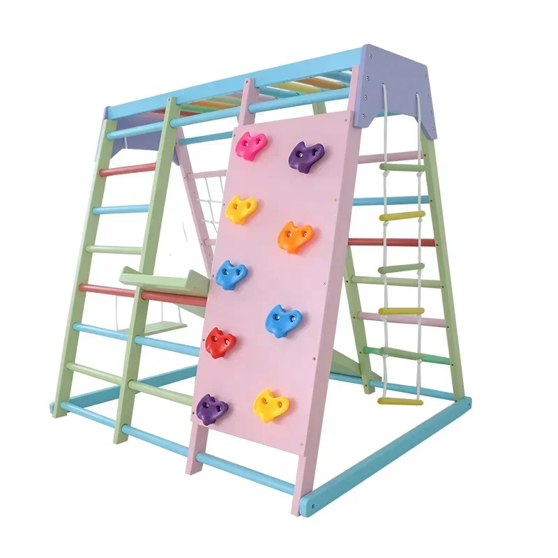Kids Wooden Climbing Frame Ind - огляд і ціна Kids Outdoor Swing Set With Slide