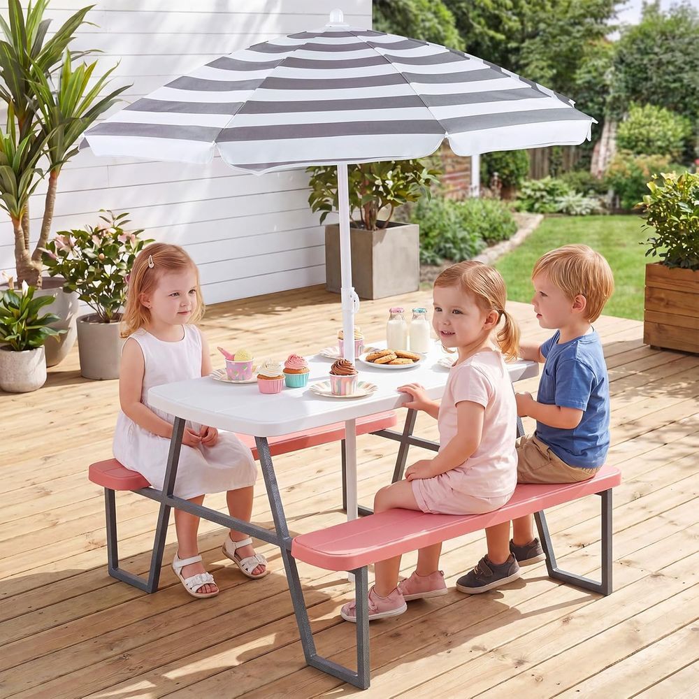Kids Picnic Table, Toddler Out - огляд і ціна Kids Outdoor Bench With Umbrella